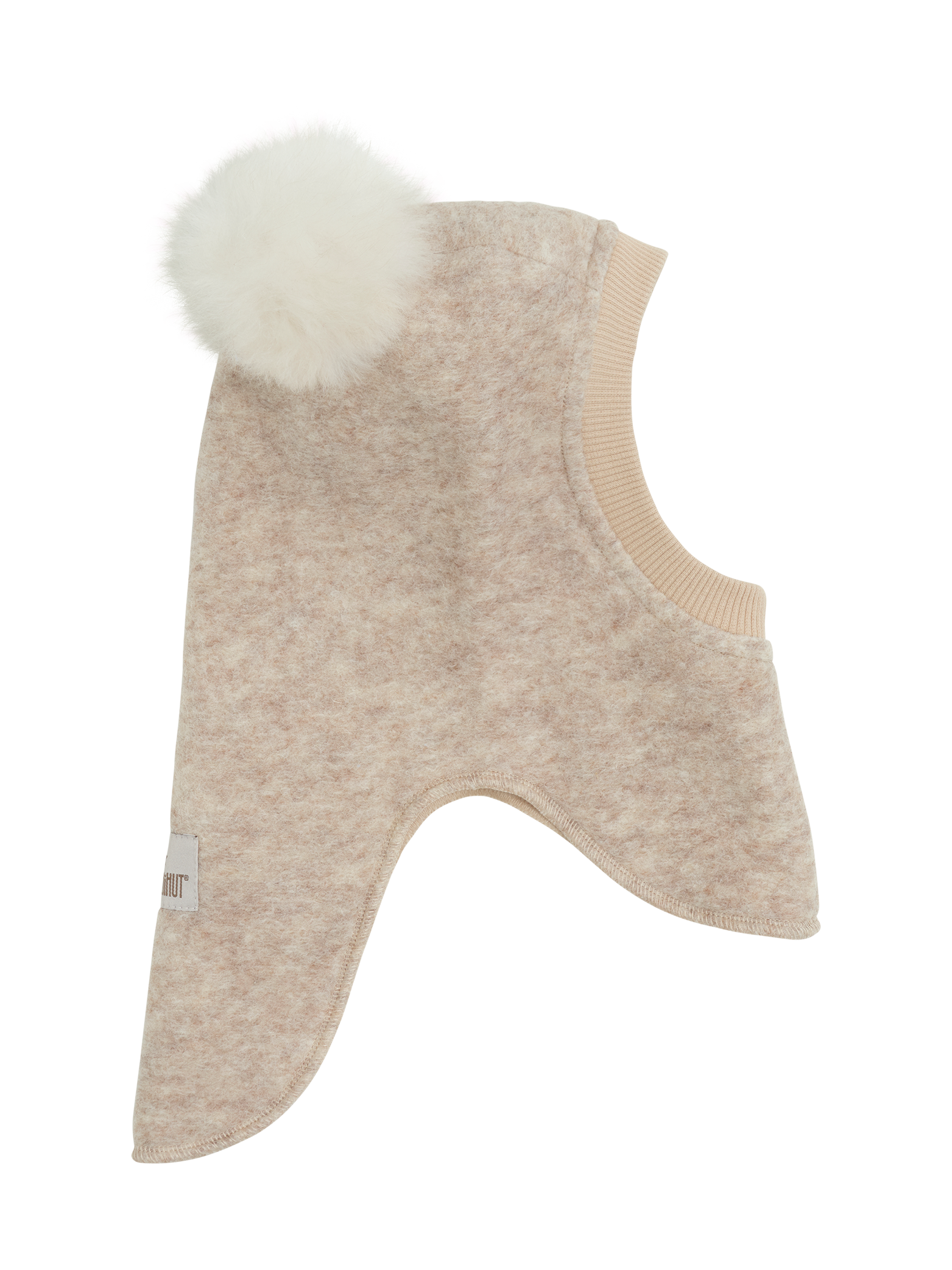Huttelihut Balaclava Wool Alpaca Pompoms - Sand Melange